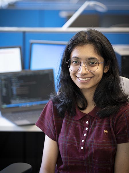 Samia Sohail Azim, a student at the Institute of Business Administration (IBA) in Karachi, Pakistan, worked with Dharmendra Saraswat, associate professor of agricultural and biological engineering, on an ap that farmers in developing countries can use to track input costs and labor along with other aspects of running a farm.